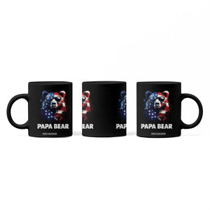 Papa Bear Father's Day Coffee Mug Patriotic American Flag 4th Of July