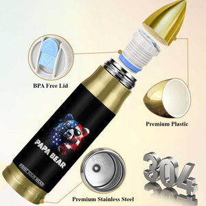 Papa Bear Father's Day Bullet Tumbler Patriotic American Flag 4th Of July