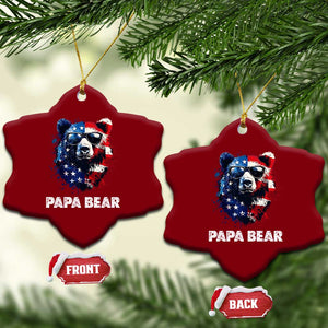 Papa Bear Father's Day Ceramic Ornament Patriotic American Flag 4th Of July
