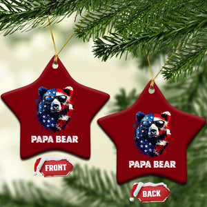 Papa Bear Father's Day Ceramic Ornament Patriotic American Flag 4th Of July