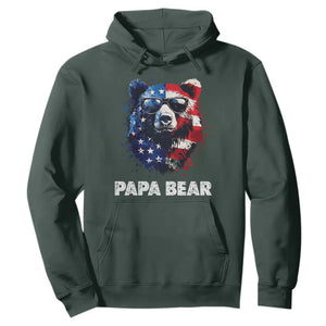 Papa Bear Father's Day Hoodie Patriotic American Flag 4th Of July