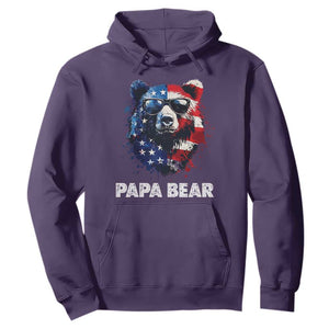 Papa Bear Father's Day Hoodie Patriotic American Flag 4th Of July