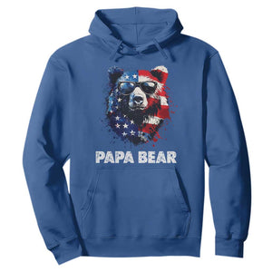 Papa Bear Father's Day Hoodie Patriotic American Flag 4th Of July