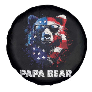 Papa Bear Father's Day Spare Tire Cover Patriotic American Flag 4th Of July