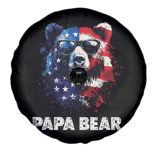 Papa Bear Father's Day Spare Tire Cover Patriotic American Flag 4th Of July