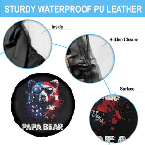 Papa Bear Father's Day Spare Tire Cover Patriotic American Flag 4th Of July