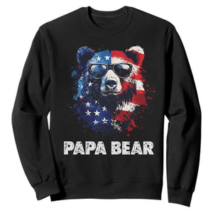 Papa Bear Father's Day Sweatshirt Patriotic American Flag 4th Of July