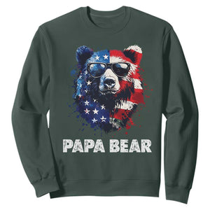 Papa Bear Father's Day Sweatshirt Patriotic American Flag 4th Of July
