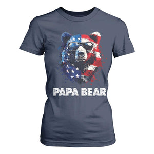 Papa Bear Father's Day T Shirt For Women Patriotic American Flag 4th Of July
