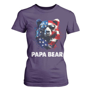 Papa Bear Father's Day T Shirt For Women Patriotic American Flag 4th Of July