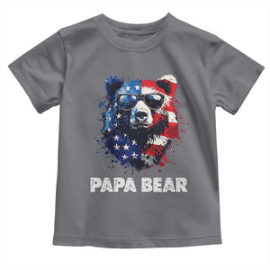 Papa Bear Father's Day Toddler T Shirt Patriotic American Flag 4th Of July
