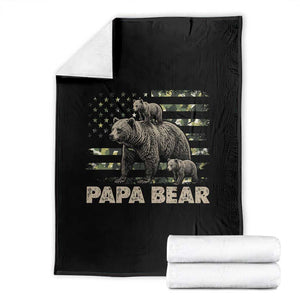 Papa Bear Father's Day Throw Blanket Camouflage California Republic Flag Bear