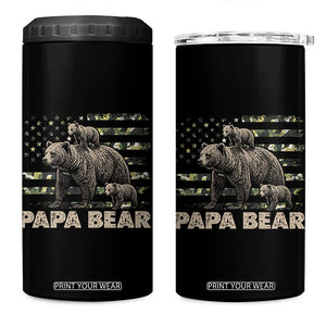 Papa Bear Father's Day 4 in 1 Can Cooler Tumbler Camouflage California Republic Flag Bear