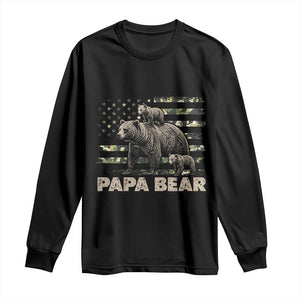 Papa Bear Father's Day Long Sleeve Shirt Camouflage California Republic Flag Bear