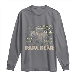 Papa Bear Father's Day Long Sleeve Shirt Camouflage California Republic Flag Bear