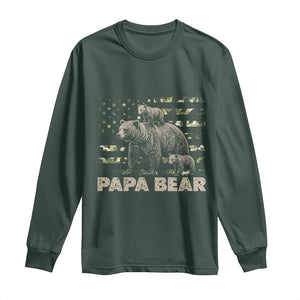 Papa Bear Father's Day Long Sleeve Shirt Camouflage California Republic Flag Bear