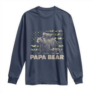 Papa Bear Father's Day Long Sleeve Shirt Camouflage California Republic Flag Bear