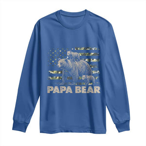 Papa Bear Father's Day Long Sleeve Shirt Camouflage California Republic Flag Bear
