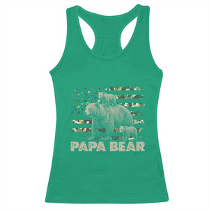 Papa Bear Father's Day Racerback Tank Top Camouflage California Republic Flag Bear