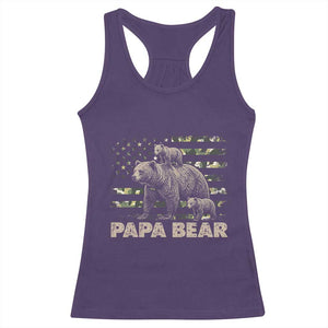 Papa Bear Father's Day Racerback Tank Top Camouflage California Republic Flag Bear