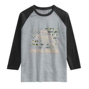 Papa Bear Father's Day Raglan Shirt Camouflage California Republic Flag Bear
