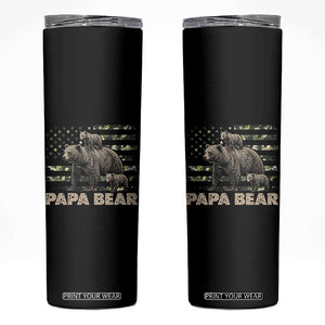 Papa Bear Father's Day Skinny Tumbler Camouflage California Republic Flag Bear