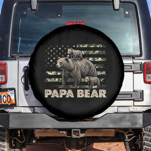 Papa Bear Father's Day Spare Tire Cover Camouflage California Republic Flag Bear