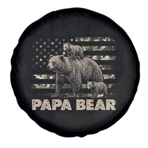Papa Bear Father's Day Spare Tire Cover Camouflage California Republic Flag Bear