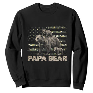 Papa Bear Father's Day Sweatshirt Camouflage California Republic Flag Bear