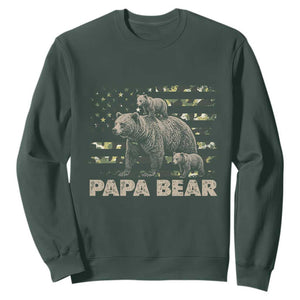 Papa Bear Father's Day Sweatshirt Camouflage California Republic Flag Bear