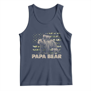 Papa Bear Father's Day Tank Top Camouflage California Republic Flag Bear