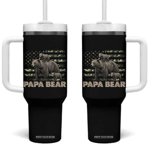 Papa Bear Father's Day Tumbler With Handle Camouflage California Republic Flag Bear
