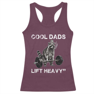 Cool Dads Lift Heavy Racerback Tank Top Gym Dad Raccoon TS14 Maroon Print Your Wear