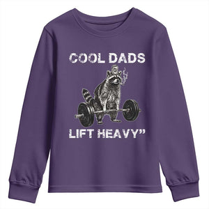 Cool Dads Lift Heavy Youth Sweatshirt Gym Dad Raccoon TS14 Purple Print Your Wear