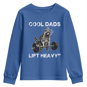 Cool Dads Lift Heavy Youth Sweatshirt Gym Dad Raccoon TS14 Royal Blue Print Your Wear