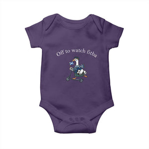 Off To Watch Fitba Baby Onesie Funny Scottish Goose Riding Scooter Football Fan