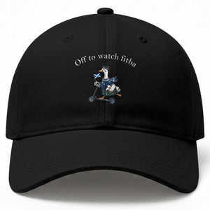 Off To Watch Fitba Baseball Cap Funny Scottish Goose Riding Scooter Football Fan