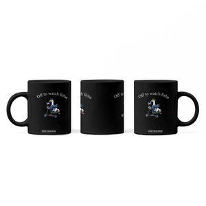 Off To Watch Fitba Coffee Mug Funny Scottish Goose Riding Scooter Football Fan