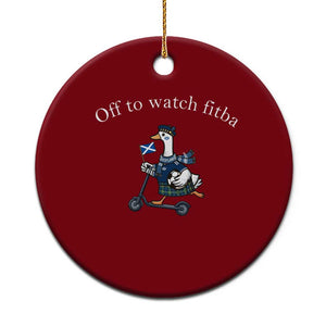 Off To Watch Fitba Ceramic Ornament Funny Scottish Goose Riding Scooter Football Fan
