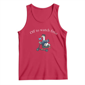 Off To Watch Fitba Tank Top Funny Scottish Goose Riding Scooter Football Fan