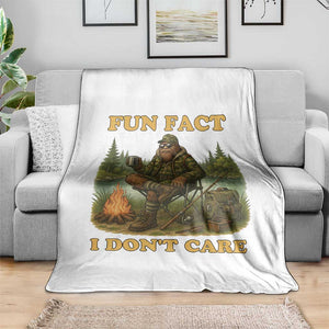 Funny Bigfoot Sarcastic Throw Blanket Fun Fact I Don Not Care Sasquatch Camping TS14 Print Your Wear