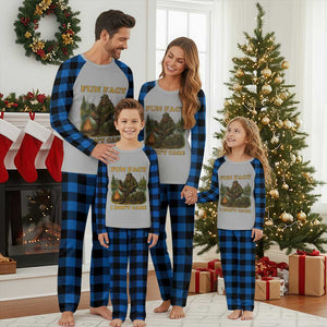 Funny Bigfoot Sarcastic Plaid Pajama Set Fun Fact I Don Not Care Sasquatch Camping TS14 Blue Plaid Print Your Wear