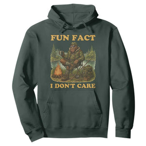 Funny Bigfoot Sarcastic Hoodie Fun Fact I Don Not Care Sasquatch Camping TS14 Dark Forest Green Print Your Wear