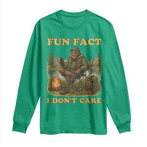 Funny Bigfoot Sarcastic Long Sleeve Shirt Fun Fact I Don Not Care Sasquatch Camping TS14 Irish Green Print Your Wear