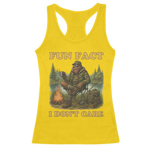 Funny Bigfoot Sarcastic Racerback Tank Top Fun Fact I Don Not Care Sasquatch Camping TS14 Daisy Print Your Wear