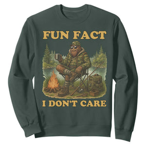 Funny Bigfoot Sarcastic Sweatshirt Fun Fact I Don Not Care Sasquatch Camping TS14 Dark Forest Green Print Your Wear