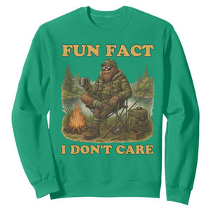 Funny Bigfoot Sarcastic Sweatshirt Fun Fact I Don Not Care Sasquatch Camping TS14 Irish Green Print Your Wear
