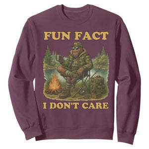 Funny Bigfoot Sarcastic Sweatshirt Fun Fact I Don Not Care Sasquatch Camping TS14 Maroon Print Your Wear