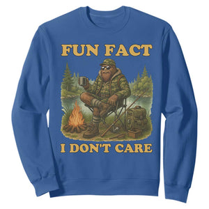 Funny Bigfoot Sarcastic Sweatshirt Fun Fact I Don Not Care Sasquatch Camping TS14 Royal Blue Print Your Wear