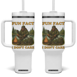 Funny Bigfoot Sarcastic Tumbler With Handle Fun Fact I Don Not Care Sasquatch Camping TS14 One Size: 40 oz White Print Your Wear